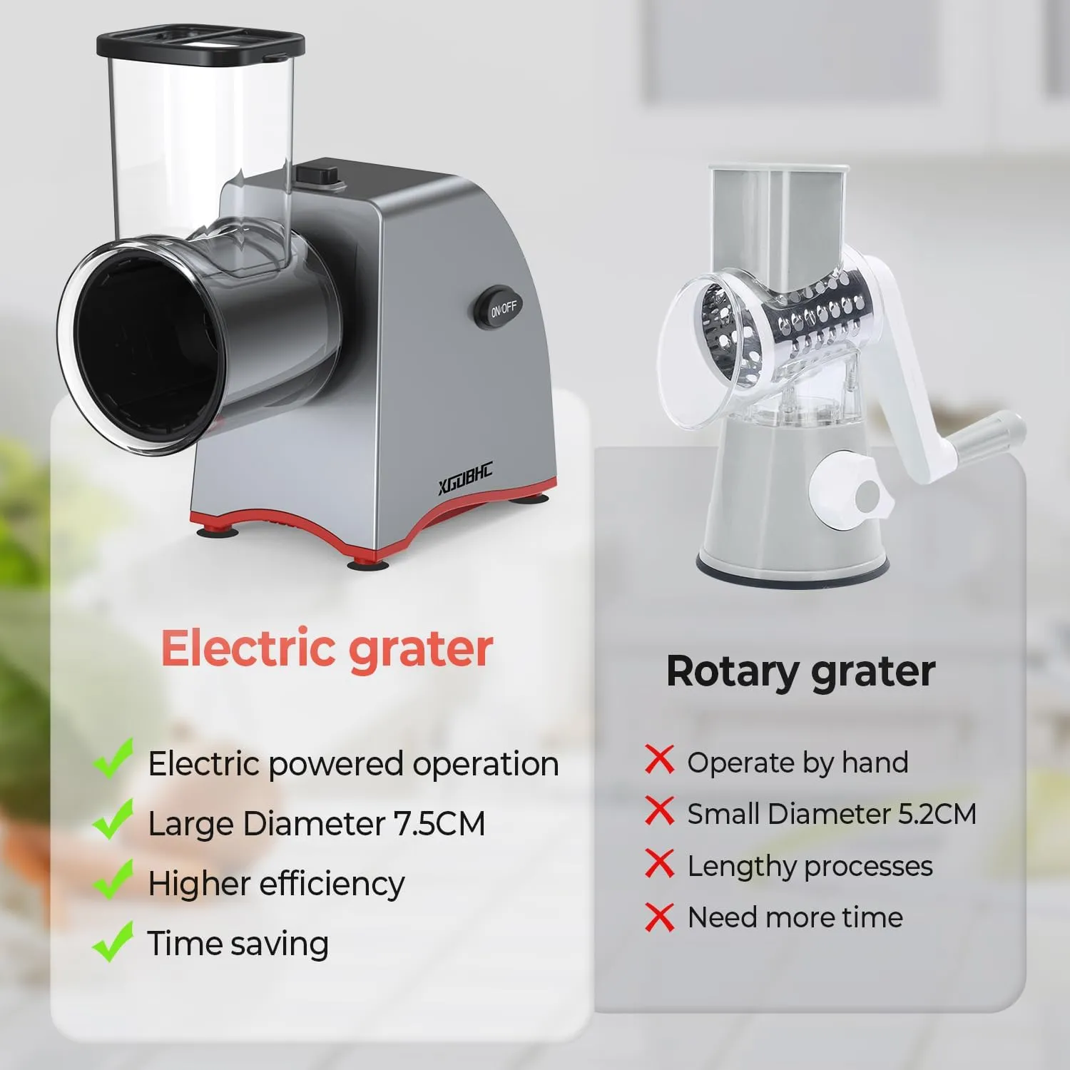 Electric Cheese Grater, Upgraded Salad Maker with 5 Replaceable Stainless Blades, 250W Electric Cheese Shredder, One-Touch Control Vegetable Cutter Kitchen Slicer for Cheeses, Fruits, Nuts