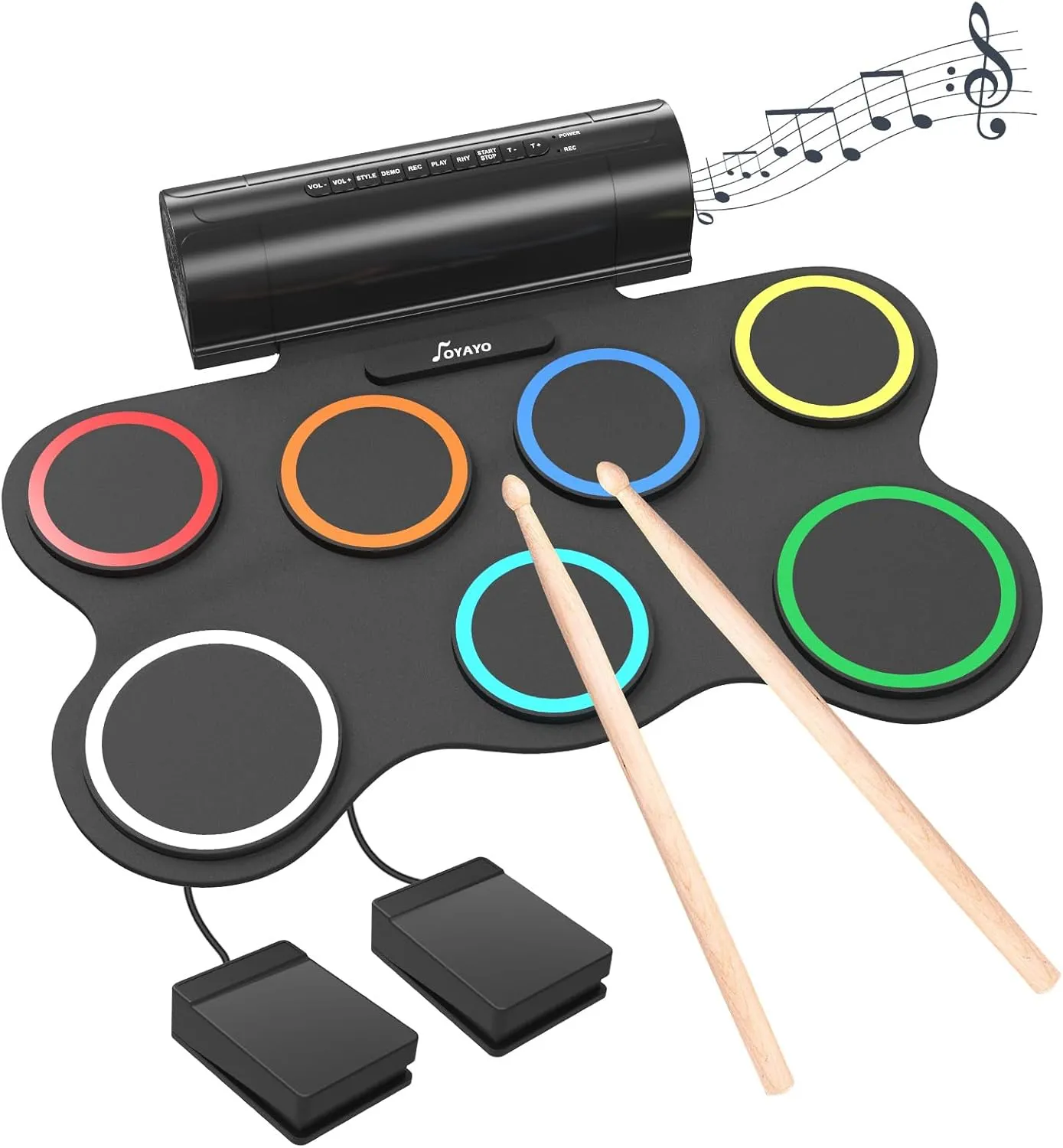 Electric Drum Set, 7-Pad Kids Electronic Drum Set with Built-in Dual Speakers, MIDI Support, Rechargeable Portable Drum Kid, Ideal Xmas Birthday Gift for Kids