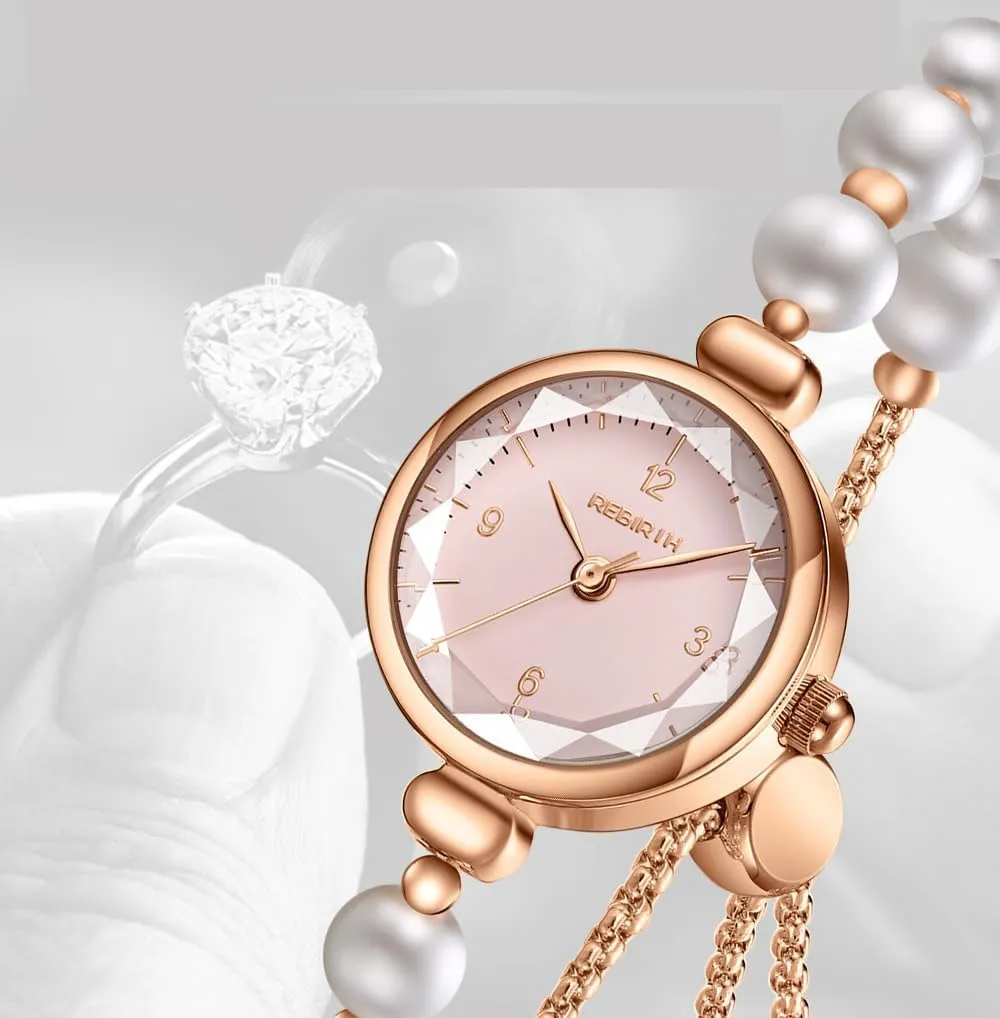 Elegant Pearl Silver Watch for Women's Dress Fashion Round dial Women Analog Quartz Watch Woman Pearl Bracelet Wirstwatch