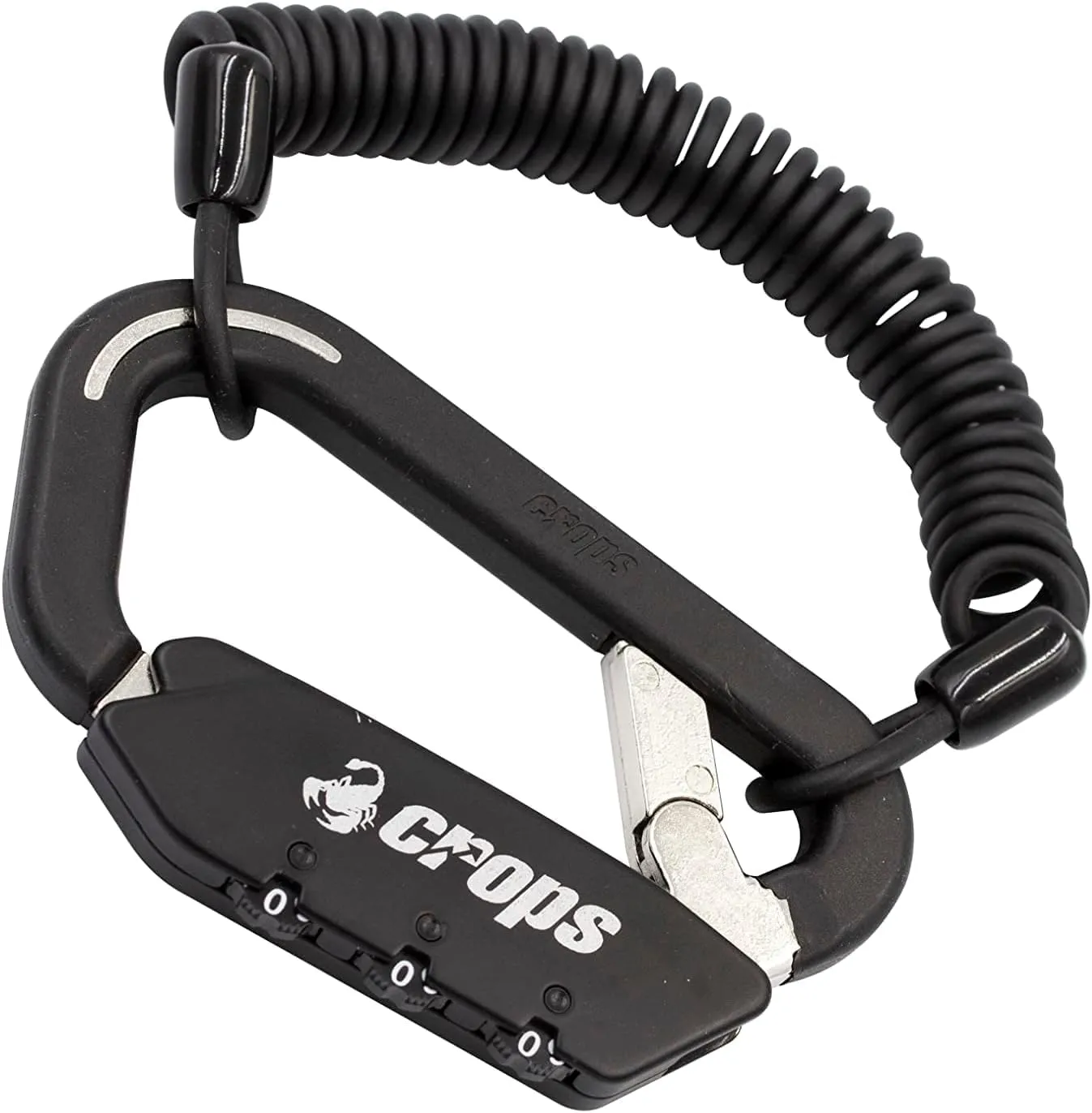 ELK 5ft Cable Black, Locking Carabiner, Resettable 3 Dial Digit Combination Lock Carabiner Keychain for Bicycle, Motorcycle Helment and Others