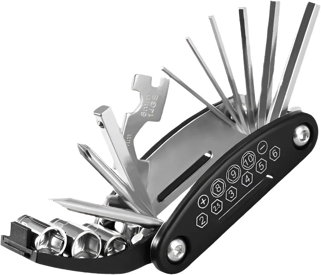 Ellniges]【Profional Bike Tool Kit 16-in-1 Screwdriver Set with Exteon Rod | Carbon Steel Multi-Tool for Cycling Enthusits, Furniture Repair & Household Maintenance (Litweit)