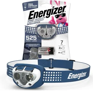 Energizer Headlamp Smart LED with Voice Activation, Ultra Bright 500  Lumens, IPX4 Water Resistant Head Light for Camping, Home, Emergency Power Outage (Batteries Included)