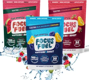 Energy Chews Variety 3-Pack (45 Servings) – 100mg Caffeine   L-Theanine   B12, Magnesium – Blue Raspberry Lemonade, Strawberry Lemonade, Watermelon – No Crash or Jitters