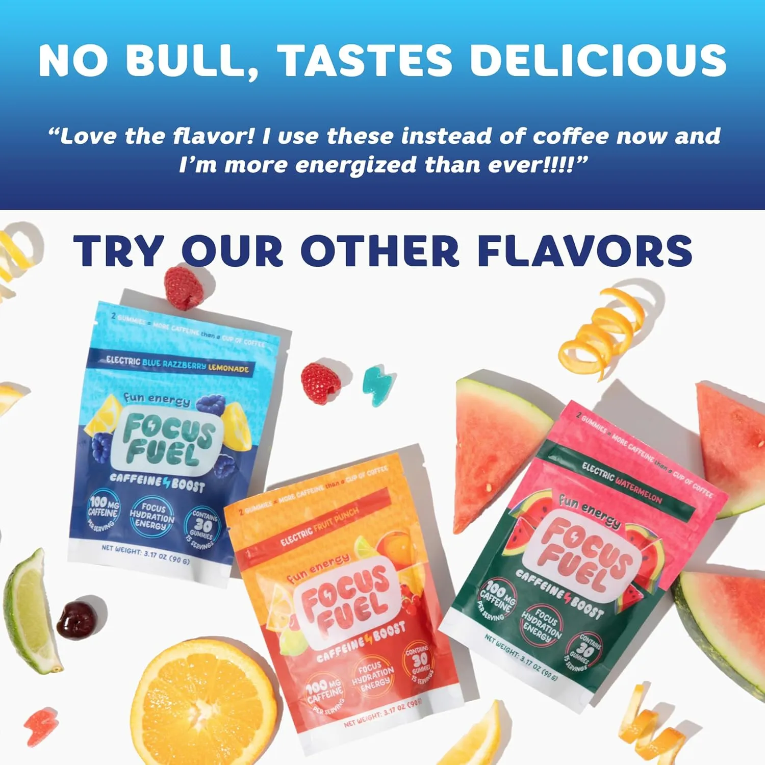 Energy Chews Variety 3-Pack (45 Servings) – 100mg Caffeine   L-Theanine   B12, Magnesium – Blue Raspberry Lemonade, Strawberry Lemonade, Watermelon – No Crash or Jitters