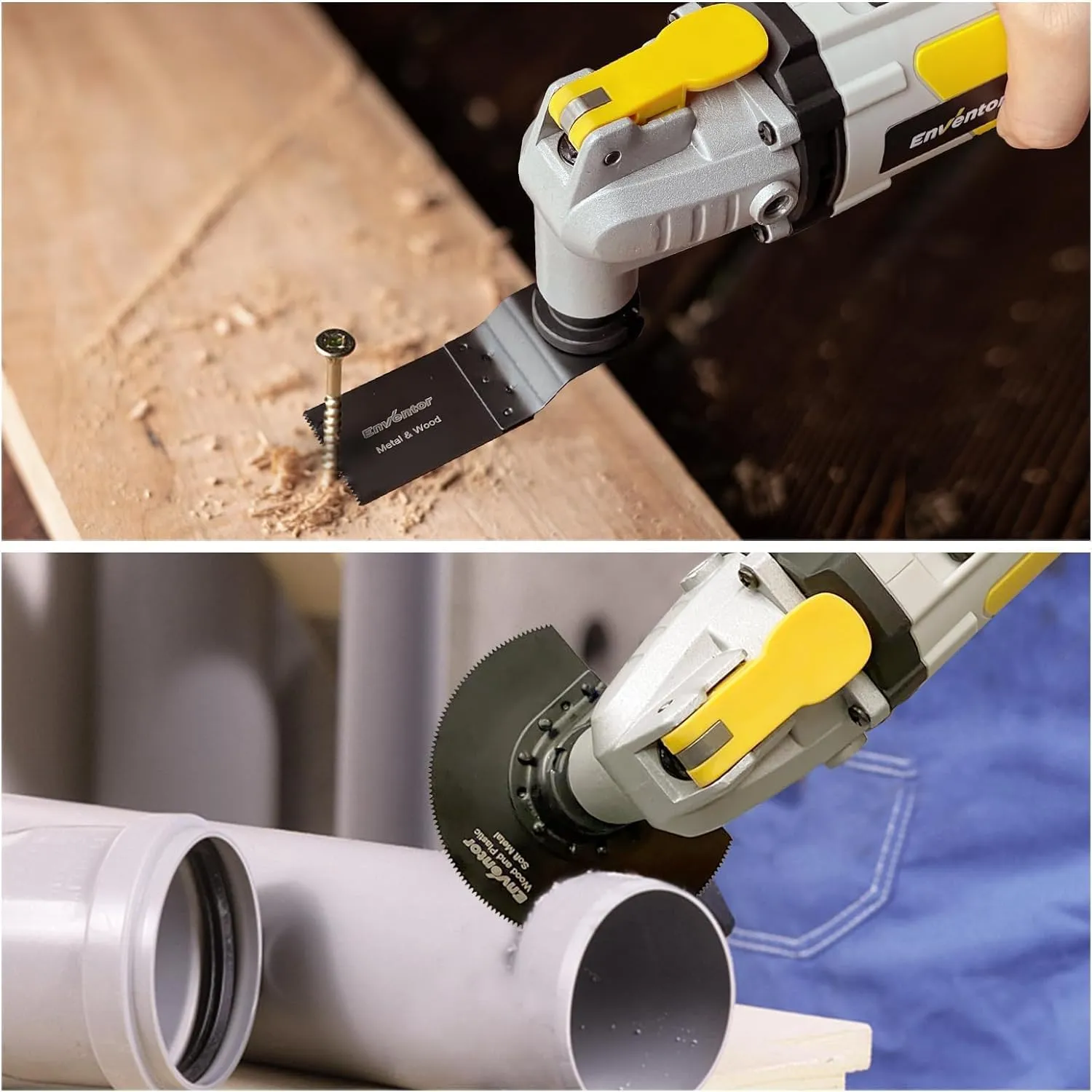 ENVENTOR Oscillating Multi Tools, 2.5A Electric Oscillating Saw Corded with 43PCS Accessories, 15000-22000 OPM, 6 Variable Speeds, 3°Oscillation Angle, Auxiliary Handle for Cutting, Scraping, Sanding