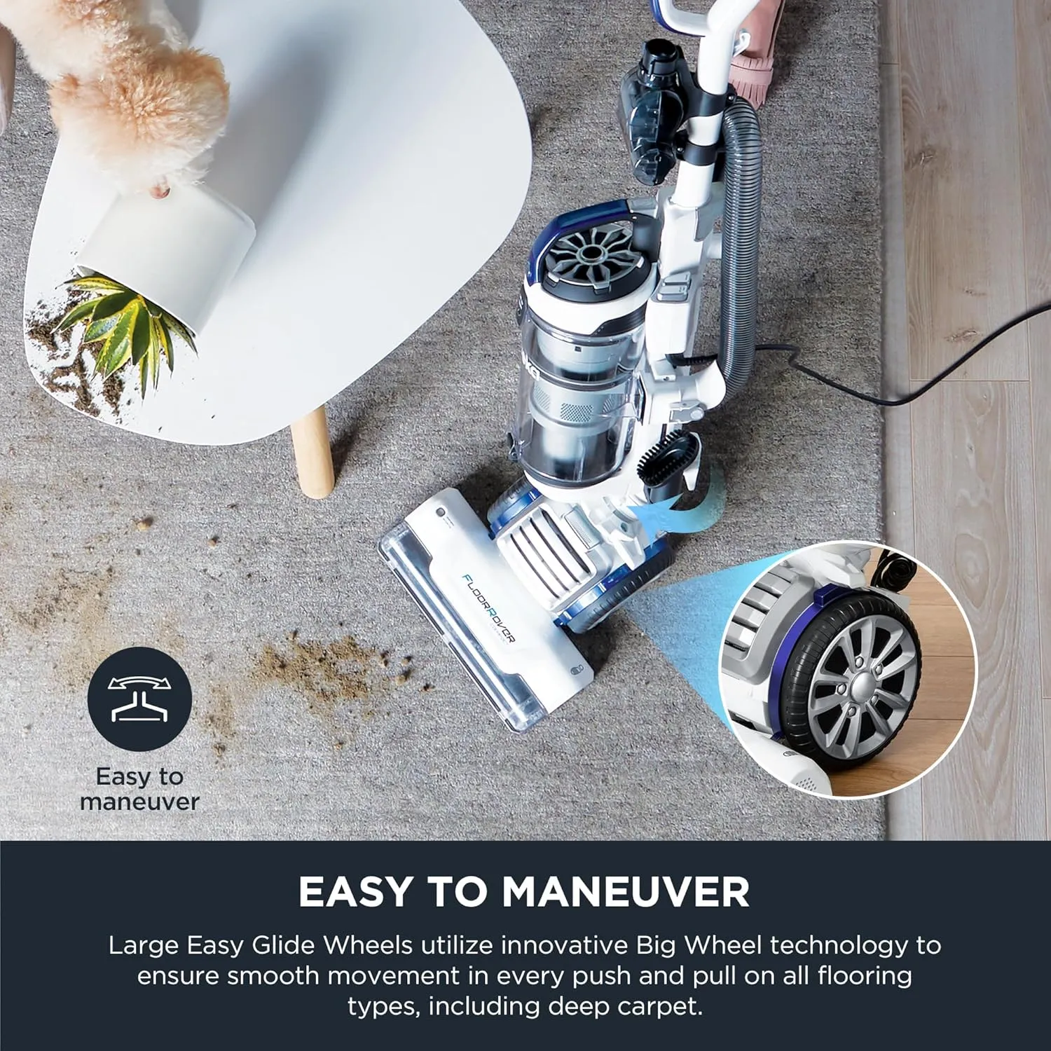 Eureka FloorRover Bagless Upright Pet Vacuum Cleaner, Suctionseal, Swivel Steering for Carpet and Hard Floor