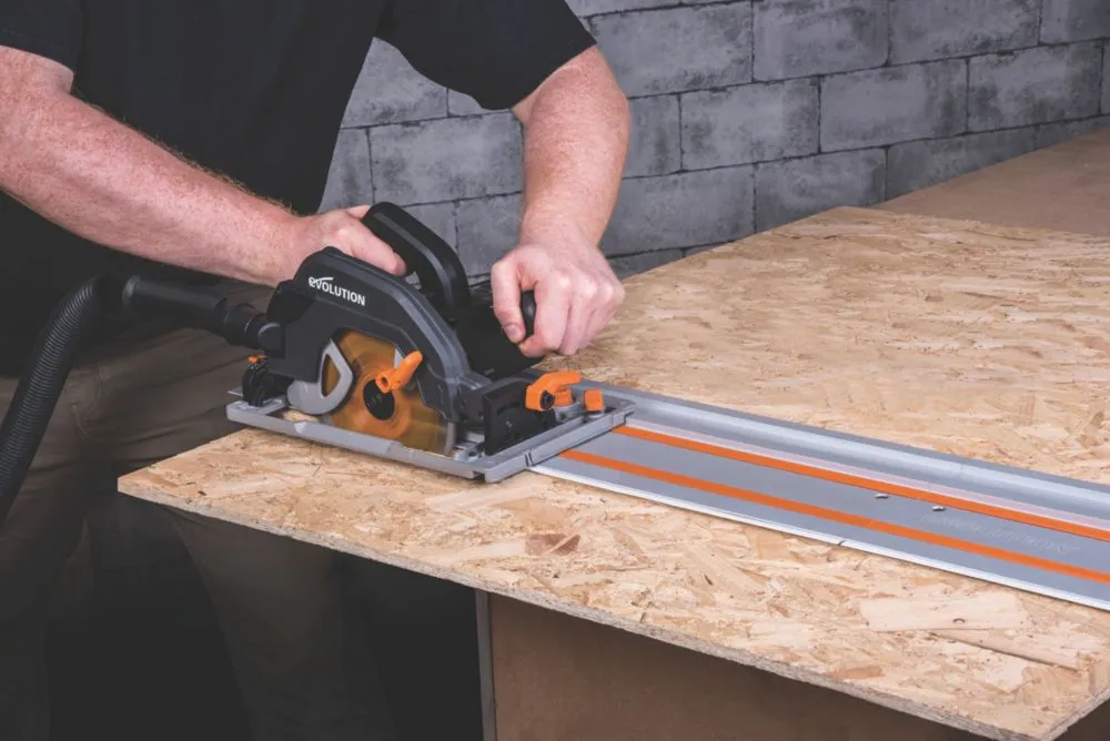 Evolution R185CCSX 1600W 185mm  Electric Multi-Material Circular Saw & Track 220-240V
