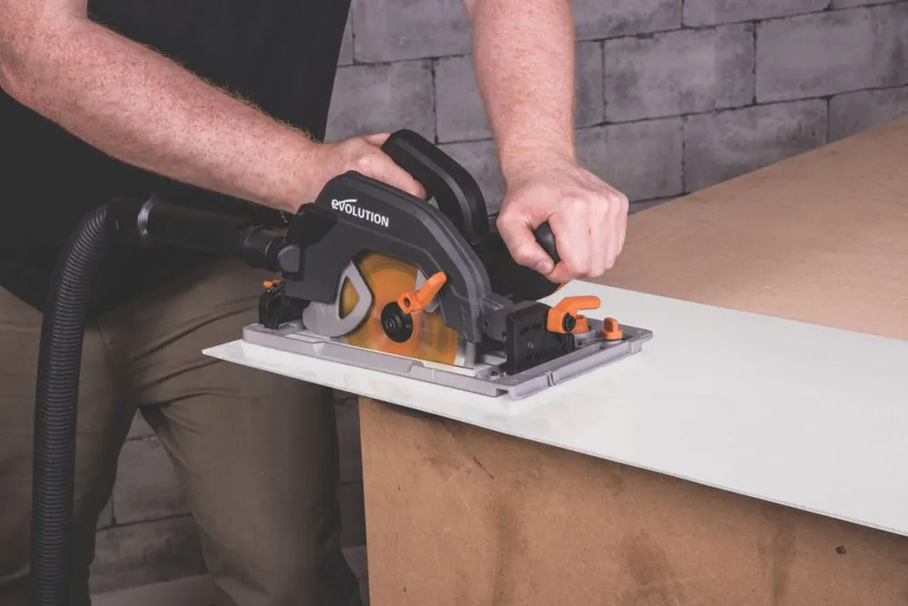 Evolution R185CCSX 1600W 185mm  Electric Multi-Material Circular Saw & Track 220-240V