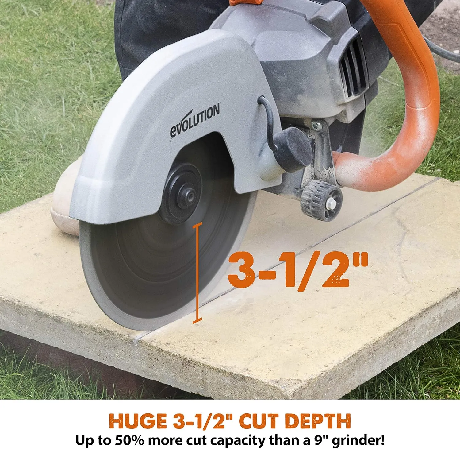 Evolution R230DCT - 9 in Concrete Saw (Circular, Angle Grinder, Cut Off Saw) - 15A Motor, No Gas - 3-1/2 In Cut - Incl Diamond Masonry Blade