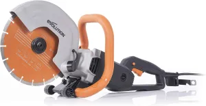 Evolution R255DCT - 10 In Concrete Saw (Aka Circular, Angle Grinder, Chop Saw, Cut Off, Demo, Disc Cutter, Power Cutter) - 15A Motor, No Gas - 4-1/16 In Cut - Incl Premium Diamond Blade