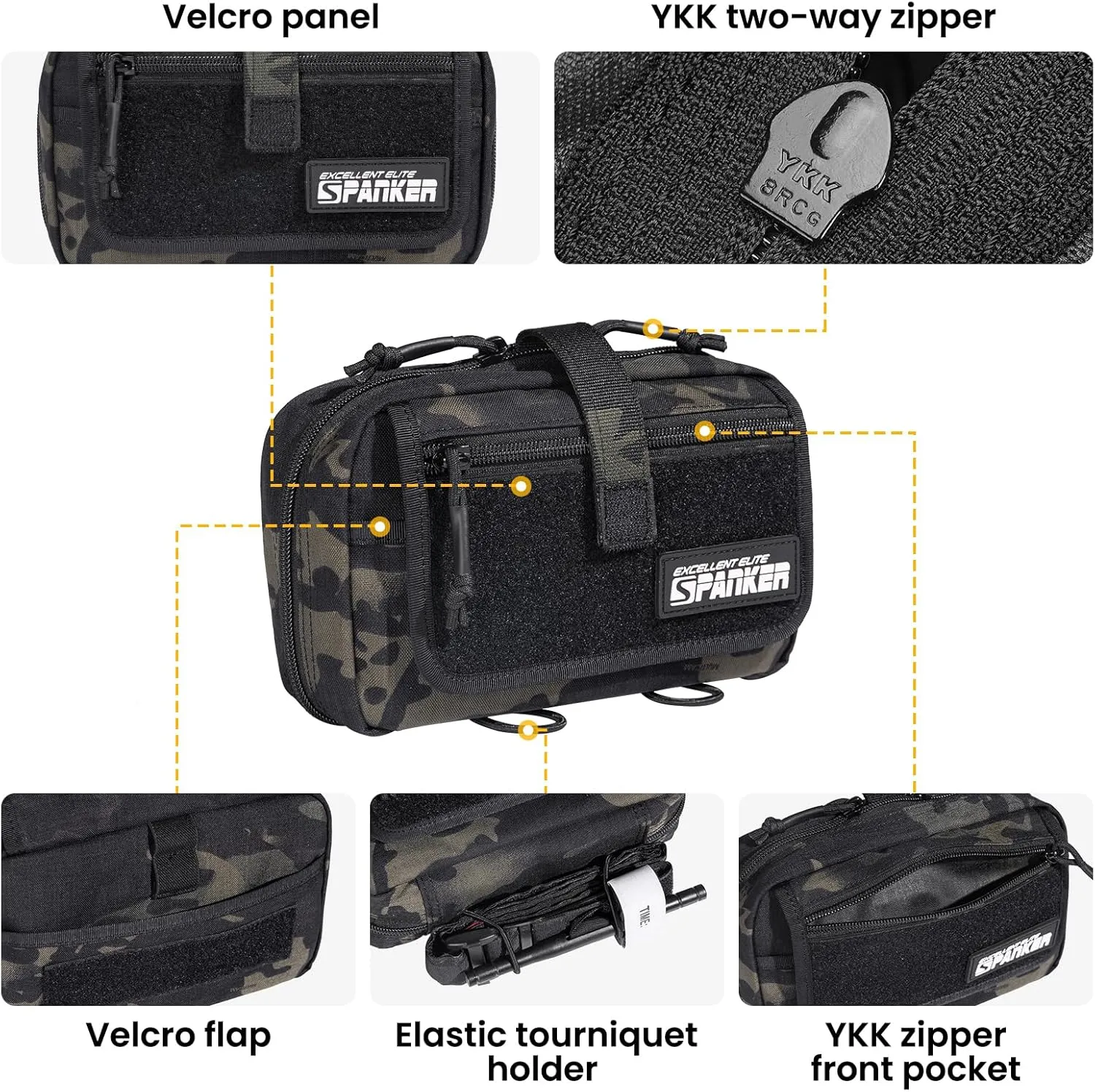 EXCELLENT ELITE SPANKER Tactical First Aid Pouch IFAK Rip Away Molle EMT Pouch Compact Admin Pouch Medical Utility Pouch Emergency Survival Kits for Tactical Vest,Backpack