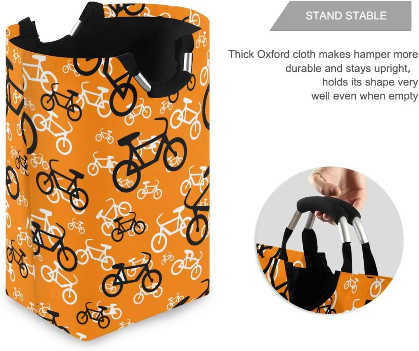 Exnundod Laundry Hamper Cute Bicycle Pattern Laundry Basket Collapsible Laundry Bag Cloth Hamper Towel Basket Large Storage Bag for Dorm Bedroom