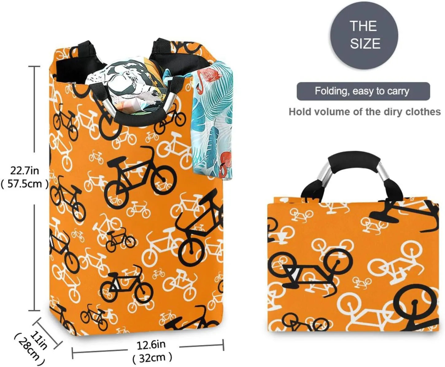 Exnundod Laundry Hamper Cute Bicycle Pattern Laundry Basket Collapsible Laundry Bag Cloth Hamper Towel Basket Large Storage Bag for Dorm Bedroom