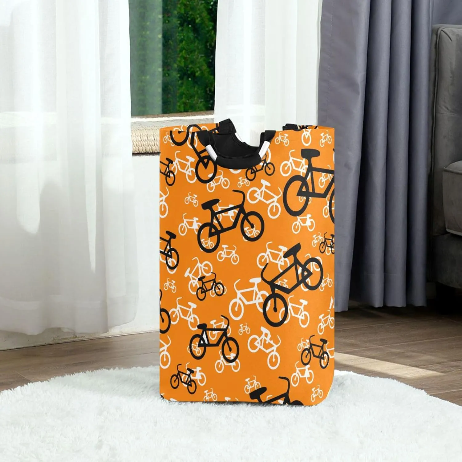 Exnundod Laundry Hamper Cute Bicycle Pattern Laundry Basket Collapsible Laundry Bag Cloth Hamper Towel Basket Large Storage Bag for Dorm Bedroom