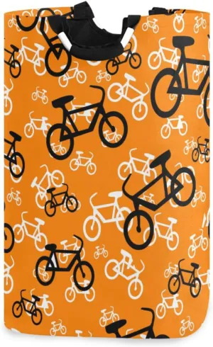 Exnundod Laundry Hamper Cute Bicycle Pattern Laundry Basket Collapsible Laundry Bag Cloth Hamper Towel Basket Large Storage Bag for Dorm Bedroom