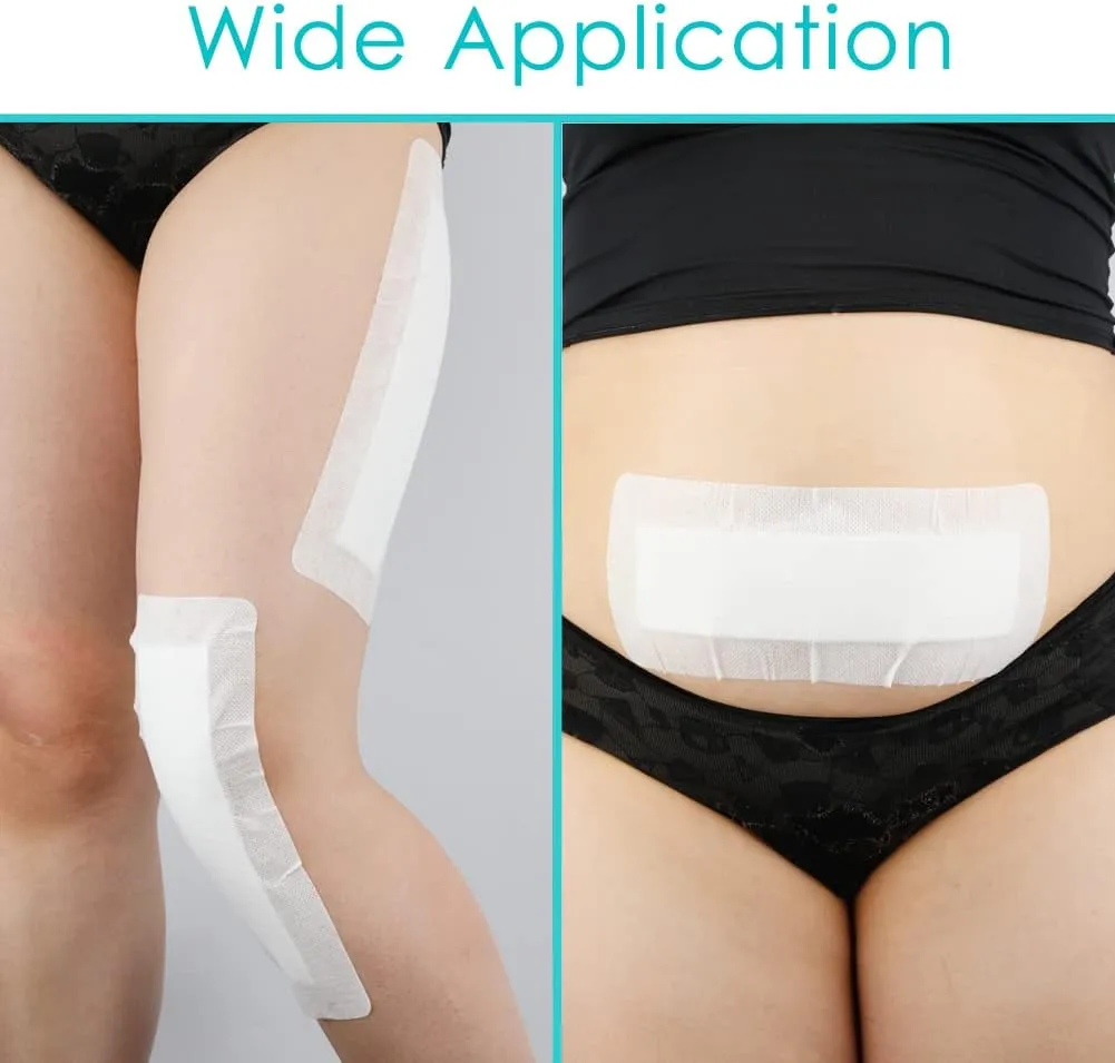 Extra Long Adhesive Island Dressing 20 Pcs, 4"x14" Knee Replacement Surgery Gauze Bandages Wound Breathable Bordered Hip Surgery Back Incision Post Surgical Recovery Individually Wrapped