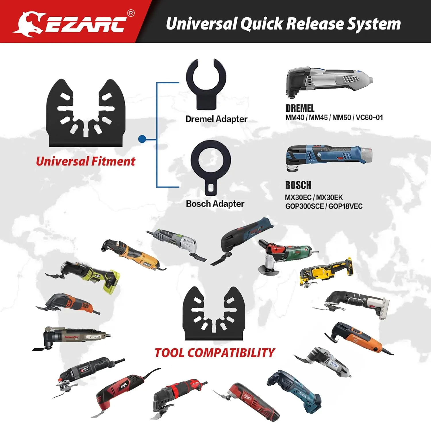 EZARC Titanium Oscillating Saw Blades, Extra-Long Oscillating Multitool Blades for Metal, Wood Nails, Screws Cutting, Plastic, 3 Pack