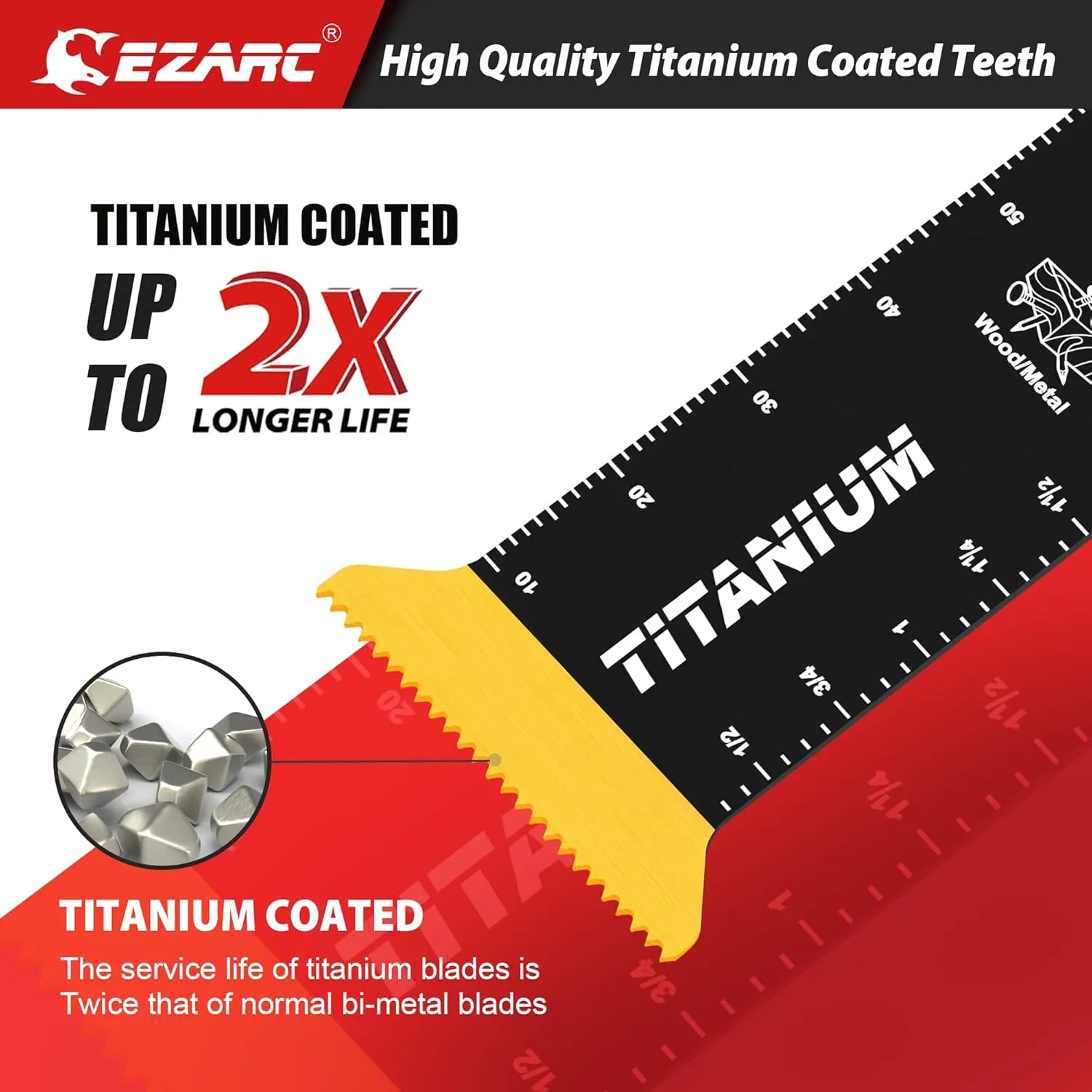 EZARC Titanium Oscillating Saw Blades, Extra-Long Oscillating Multitool Blades for Metal, Wood Nails, Screws Cutting, Plastic, 3 Pack