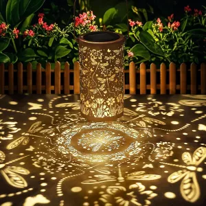 Fabuday Dragonfly Solar Lantern Gift for Women - Daffodils Outdoor Lanterns Waterproof for Patio, Yard, Porch and Pathway, Hanging Outside Garden Decor with Solar Power Lights