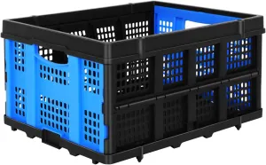 FAHKNS 60L Portable Collapsible Storage Bins,Large Capacity Foldable Milk Crates,Heavy Duty Storage Container for Bethroom,Office,Outdoor,Warehouse,Garden,Toys,Foldable Utility Crates for Organizing