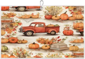 Fall Harvest Pumpkins Golf Towel with Heavy Duty Carabiner Clip Quick Dry Ultra Absorbent Club Ball Cleaning Towel Golf Accessories for Men Women