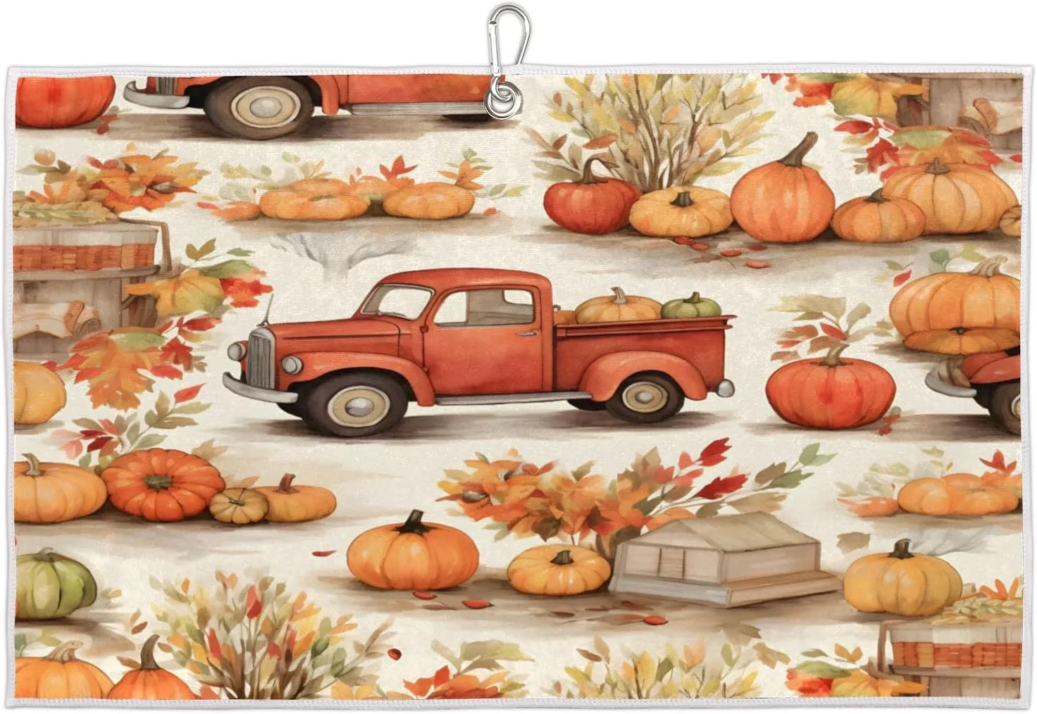 Fall Harvest Pumpkins Golf Towel with Heavy Duty Carabiner Clip Quick Dry Ultra Absorbent Club Ball Cleaning Towel Golf Accessories for Men Women
