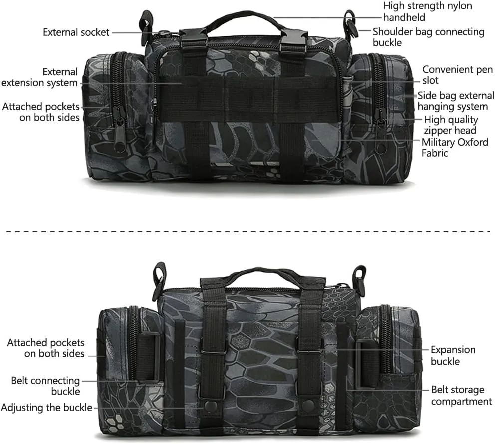 Fanny Deployment Bag Tactical Waist Pack Small Sling Pack Hand Carry Handlebar Bag (Black)