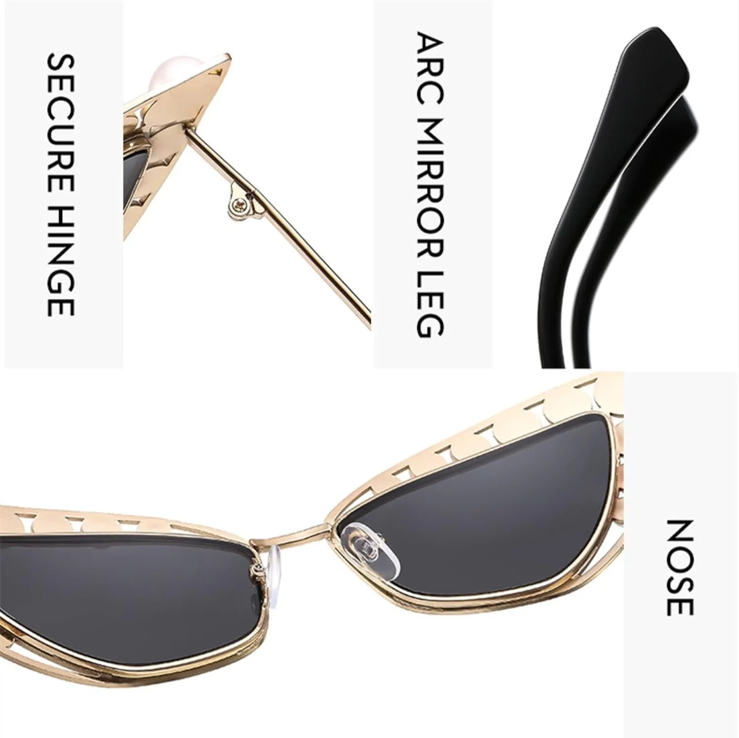 Fashion Luxury Metal Cat Eye Sunglasses Women Men Trend Outdoors Street Photography Shades Uv400