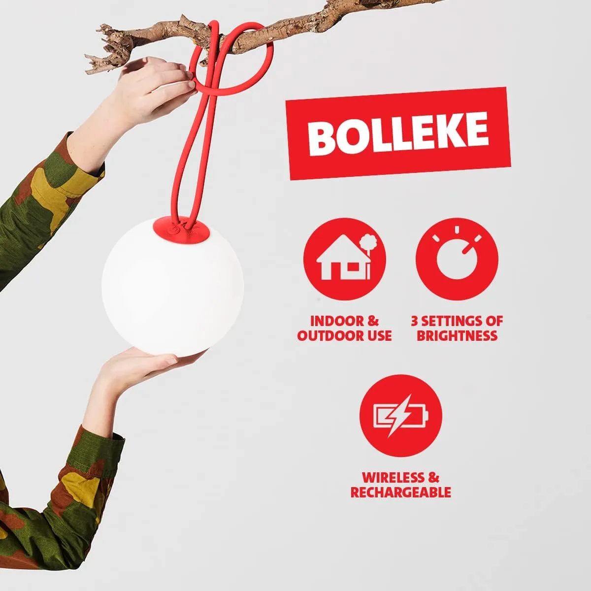 Fatboy BOL-TPE-UL Bolleke Rechargeable Indoor/Outdoor LED Light, Taupe