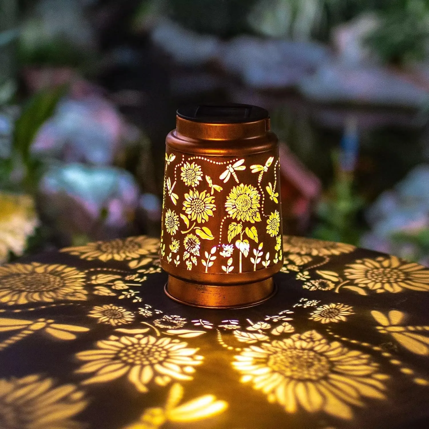 Fathers Day Gifts Dragonfly Solar Lanterns Outdoor Waterproof Hanging Sunflower Solar Lights Gifts for Women Mom Men Metal Decorative LED Lantern Outside for Garden Decor, Yard, Patio, Lawn, Backyard