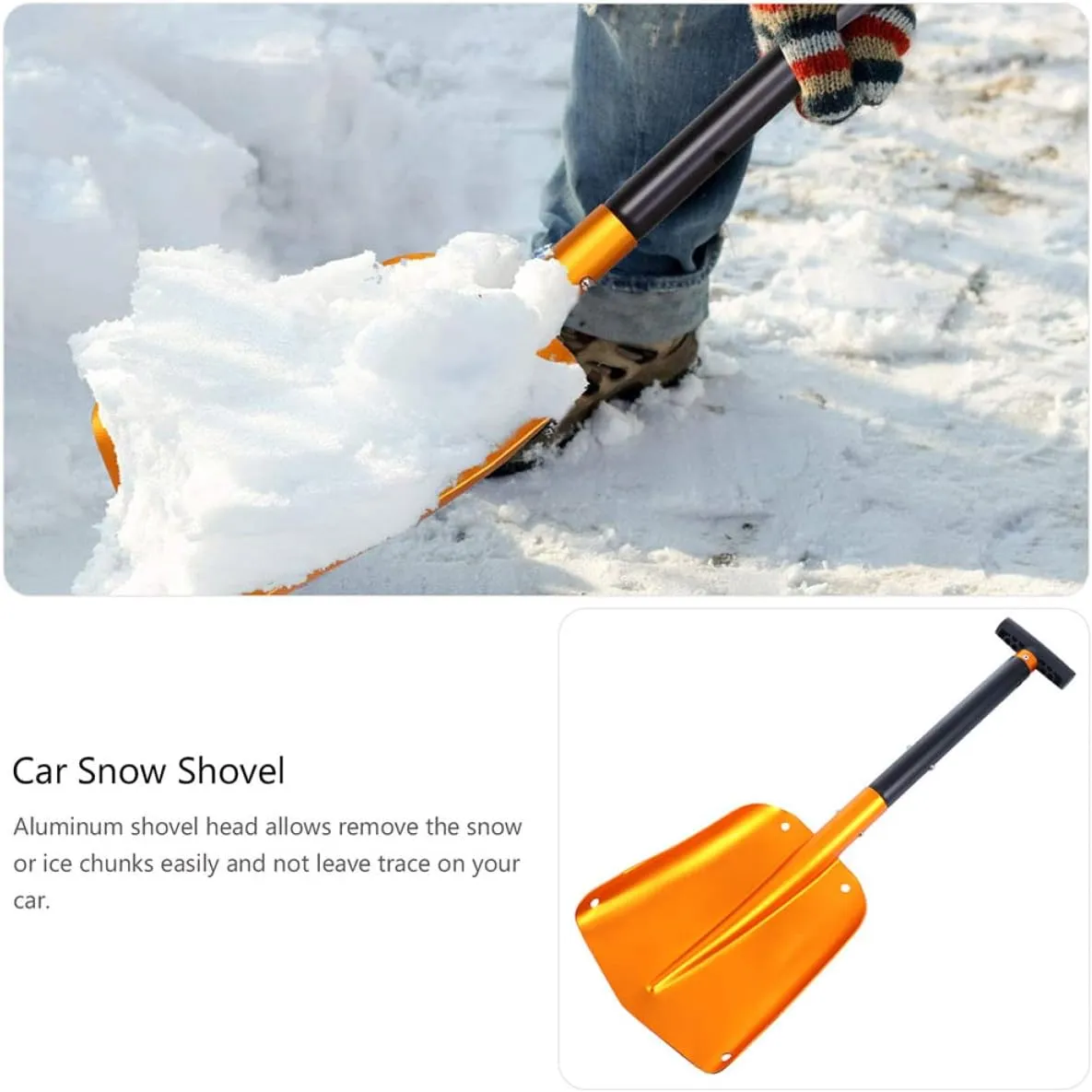 FAVOMOTO Detachable Spade Shovel Car Snow Scraper Portable Emergency Snowboard Off-road Lightweight