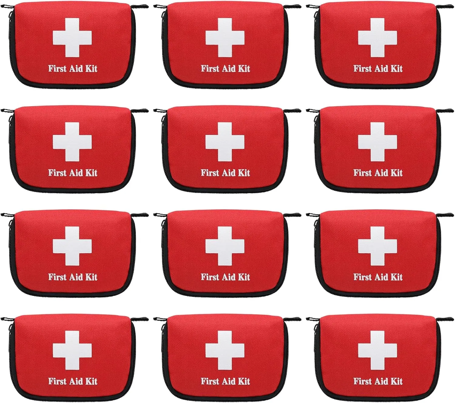 Faylapa 12Pcs Mini Empty First Aid Bag, 5.5x3.5x1.5 inches Travel Pouch Bag for Travel, Car, Home, Office, Camping, Outdoor (Bag Only)