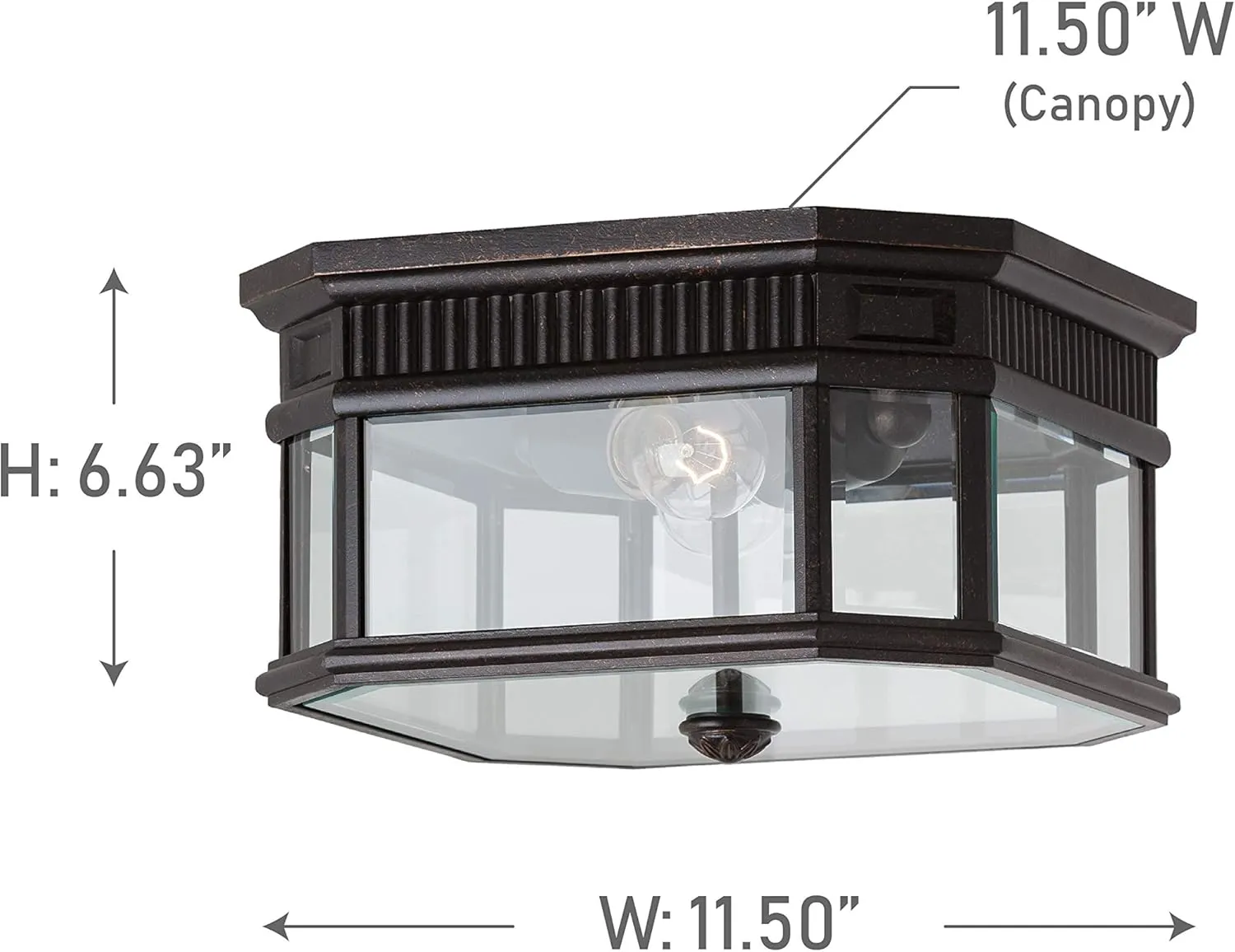Feiss OL5413GBZ Cotswold Lane Outdoor Flush Mount Ceiling Lighting, 2-Light 120 Watts (12"W x 7"H), Bronze