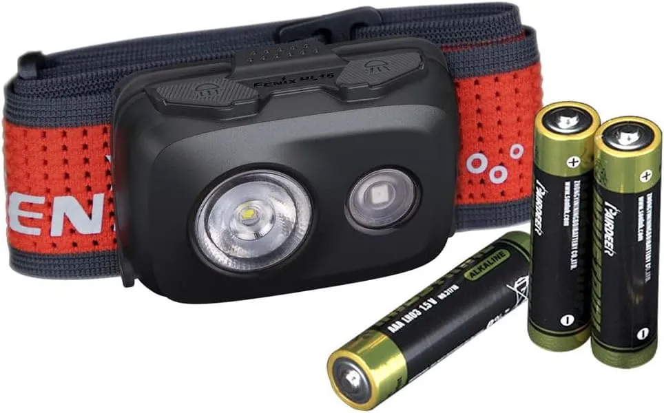 fenix HL16 Black Lightweight Multipurpose Headlamp | 450 lumens | 104m | 100 Hrs Max | AAA Powered | Red Light Mode | SOS Function | IP66