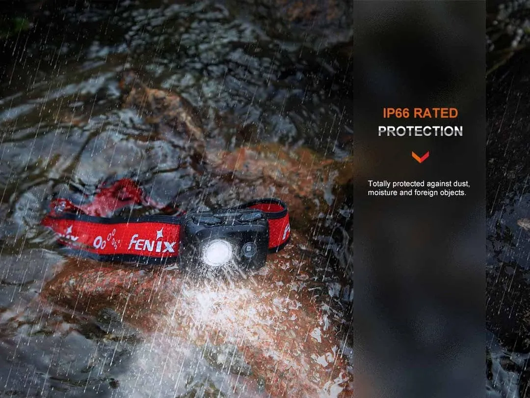 fenix HL16 Black Lightweight Multipurpose Headlamp | 450 lumens | 104m | 100 Hrs Max | AAA Powered | Red Light Mode | SOS Function | IP66