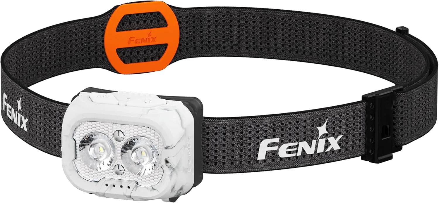 FENIX HL18R-T V2.0 White Rechargeable Trail Running/Outdoor Headlamp | 800 Lumens | 125m | 160 Hrs Max | Dual Primary Beams - Cool and Warm White | 5lm Red Beam | Sport Click Adjust Headband | IP66
