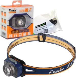 Fenix HL40R USB rechargeable 600 lumen zoom-able adjustable beam distance CREE LED headlamp with EdisonBright USB charging cable (Blue)
