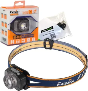 Fenix HL40R USB rechargeable 600 lumen zoom-able adjustable beam distance CREE LED headlamp with EdisonBright USB charging cable (Grey)