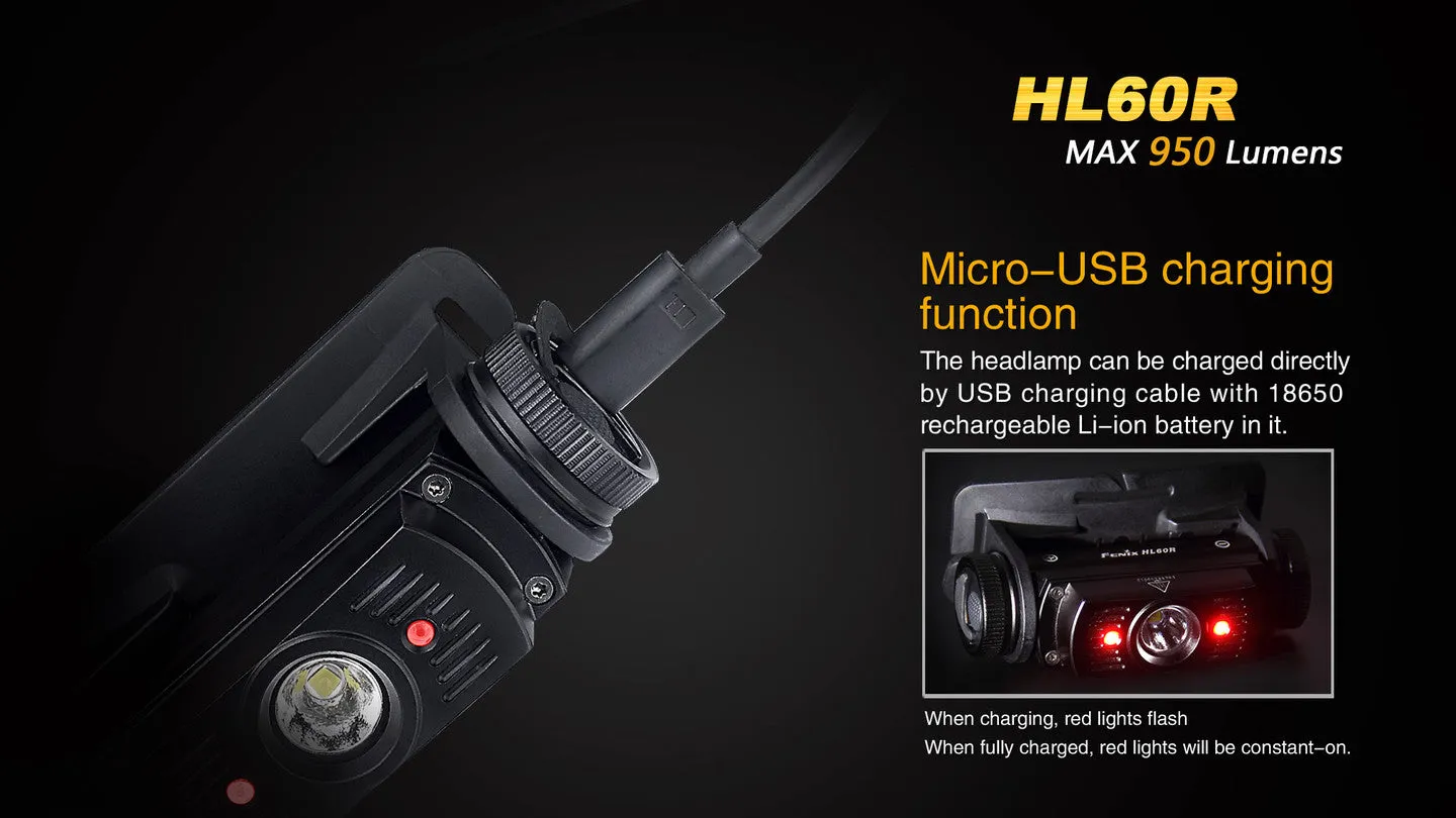 Fenix HL60R DUAL LIGHT SOURCE RECHARGEABLE HEADLAMP