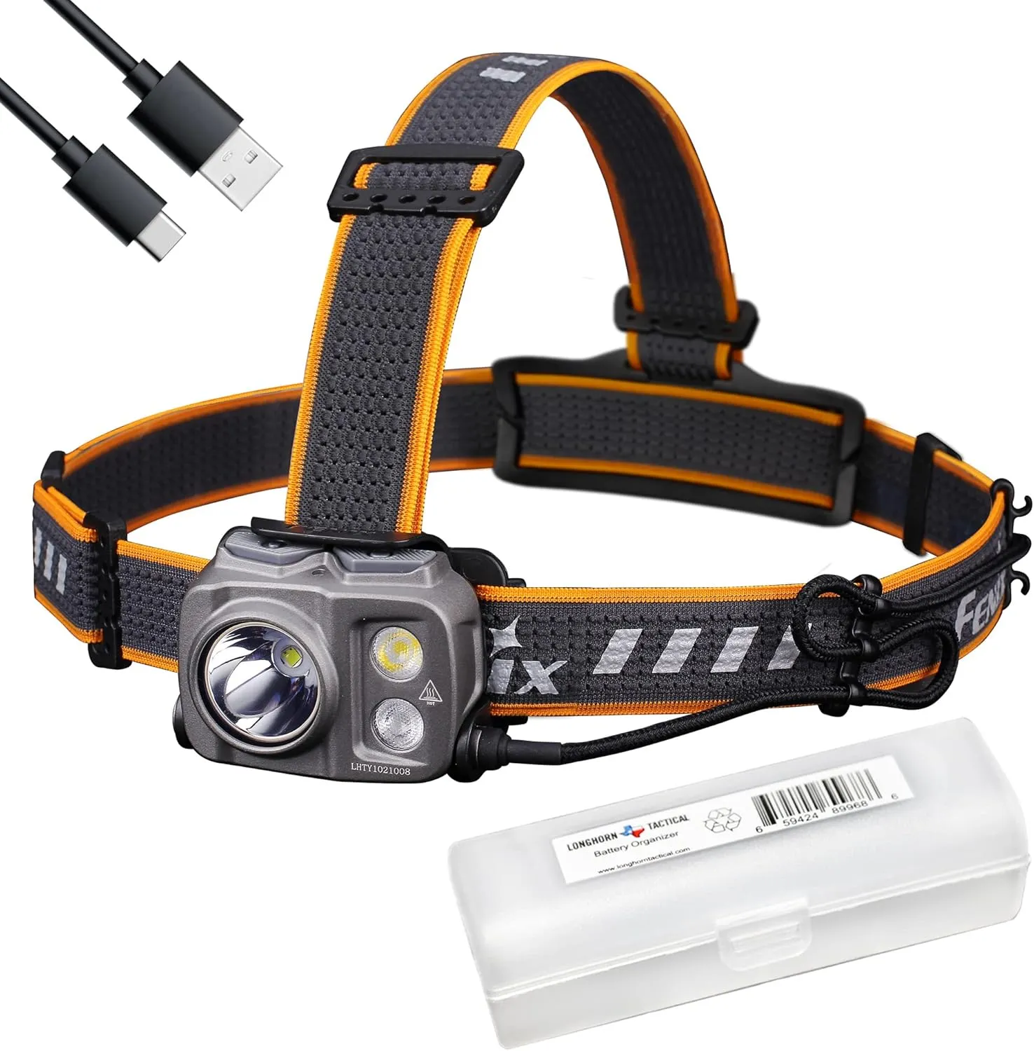 Fenix HP25R v2.0 Headlamp, 1600 Lumen Spotlight, 400 lumens Floodlight and Red Light, USB-C Rechargeable with LumenTac Organizer