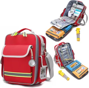 First Aid Kit Bag - Reflective Bag Design - First Responder Bag Trauma Backpack Empty for Travel, Home, Office, Car, Camping, Workplace(Red)