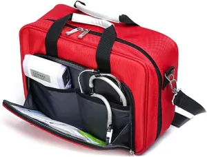 First Aid Kit Bag with Shoulder Strap, Emergency Survival Trauma Kit Insulin Cold Storage with Labeled Compartments, Large-capacity Outdoor Waterproof Emergency Rescue Kit(Red)