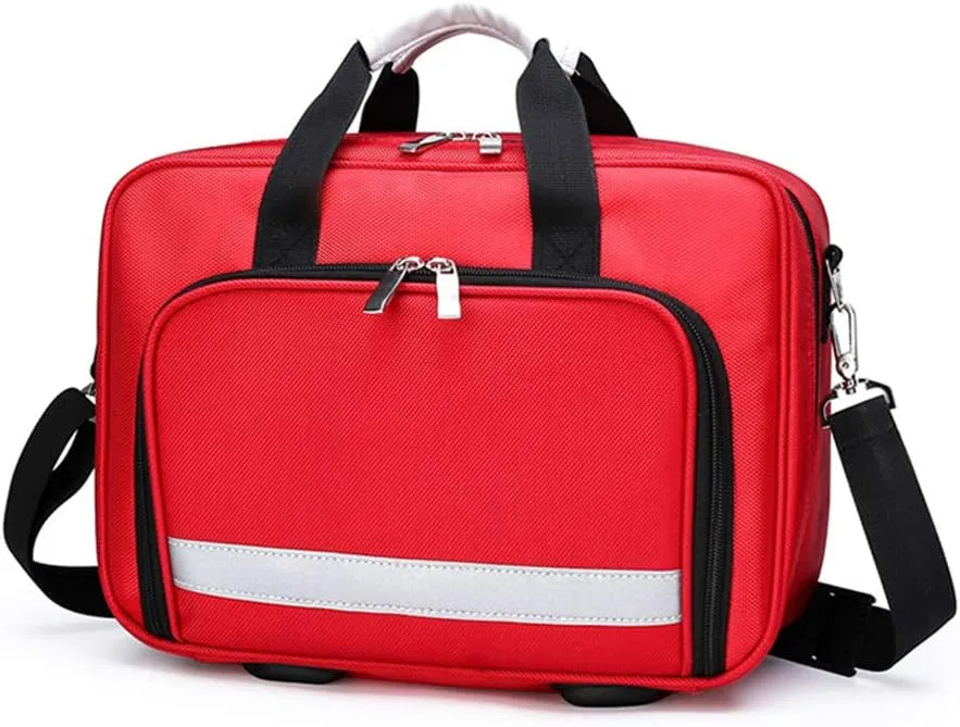 First Aid Kit Bag with Shoulder Strap, Emergency Survival Trauma Kit Insulin Cold Storage with Labeled Compartments, Large-capacity Outdoor Waterproof Emergency Rescue Kit(Red)