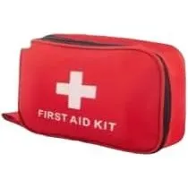 First Aid Kit, Portable Travel Bag with Bandages, Gauze, Scissors for Camping, Hiking, Vehicle, Motorcycle, Home Emergency, Red (Red Hard Cover, 40)