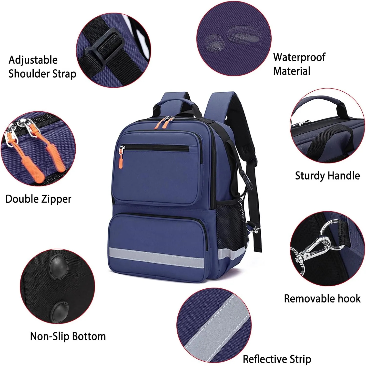 First Responder Bag Medical Backpack Empty,Trauma Backpack with Reflective,Medical Emergency Kits for Outdoor Travel Camping,Bag Only(Blue)