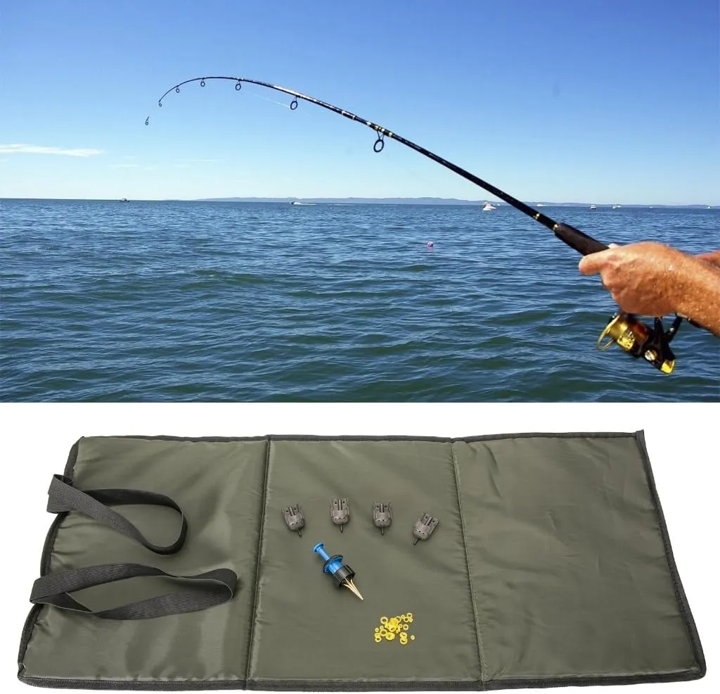Fishing Unhooking Mat Carp Unhooking Mat with Banders Feeders Landing Mat Foldable Padded Outdoor Fishing Tool
