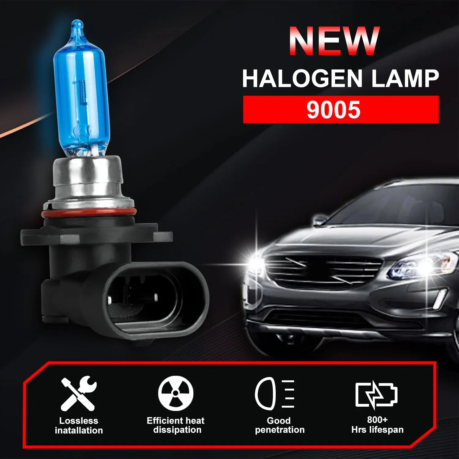 Fit For Chevy Silverado 1500 2500 HD 3500 HD 2007-2021 Halogen Headlight Bulbs,9005/HB3 High Beam H11 Low Beam Halogen Headlight Bulbs Headlamp Replcement Bulb Kit,Plug and Play,Bright White,Pack of 4