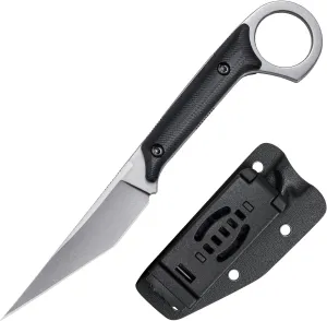 Fixed Blade Knife, D2 Steel Blade and G10 Handle, Utility EDC Knife for Outdoor Survival Hiking Camping with Kydex Sheath OS1221 (Silver)