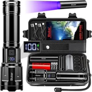 Flashlight High Lumens Rechargeable- 3 Color Temperatures & 4 Modes, Adjustable Focus, IP67 Waterproof, Powerful Long Lasting Handheld Flashlight for Camping, Emergency, Hiking etc