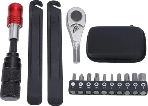 FLEXMAN Bikes Repair Tool Kit Set, Multitool Tire Levers Portable Cycling Maintenance Kit Aluminum Alloy Handle Ratchet Wrench Tire Lever with Screwdriver Bits for Home ﻿
